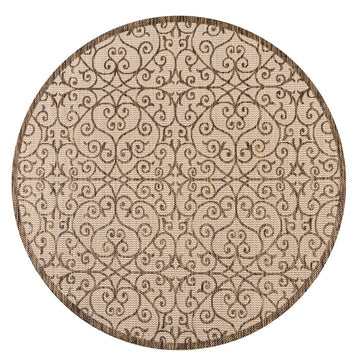 Madrid Vintage Filigree Textured Weave Indoor/outdoor Round Rug